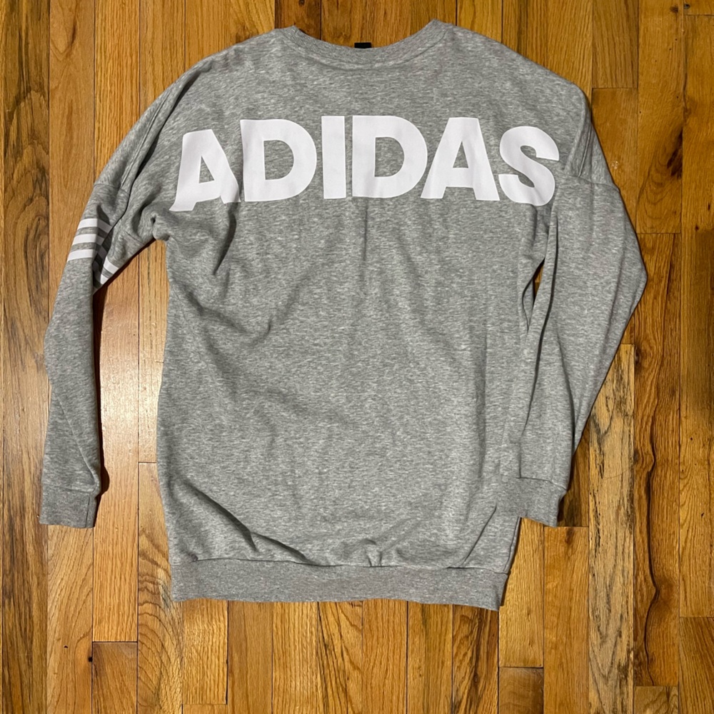 Adidas Heather Gray Crewneck with White Logo